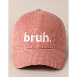 Y2K Unisex Hat Corduroy Bruh Cap Embroidered Trucker Pink Adjustable OSFM